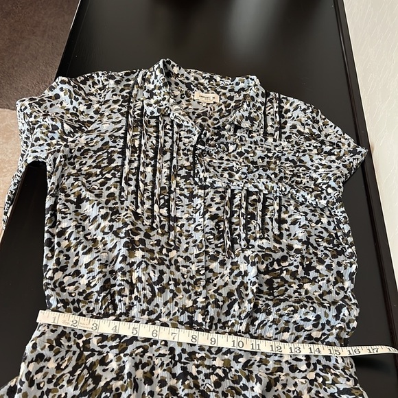 #22 ZADIG & VOLTAIRE Raspail Leo Crinkle Dress Blue Leopard Lace Trim, Sz S - Picture 6 of 12